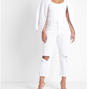 Express boyfriend jeans midrise white ripped boyfriend jeans